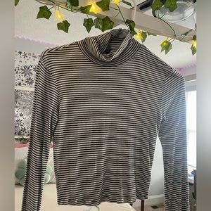 Black and white striped turtle neck